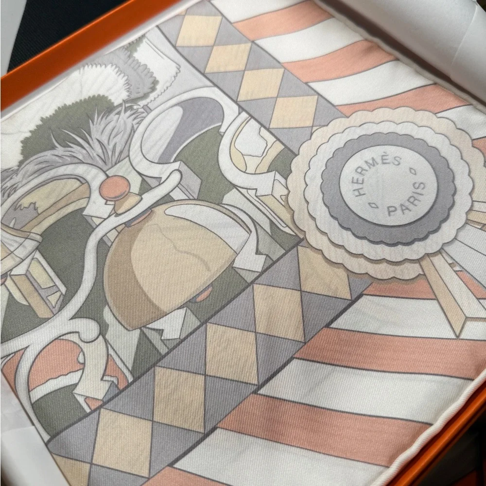 HERMES BNIB Pony Pit Stop DOUBLE FACE scarf 90 cm by Ugo Bienvenu | Silk, Pastel